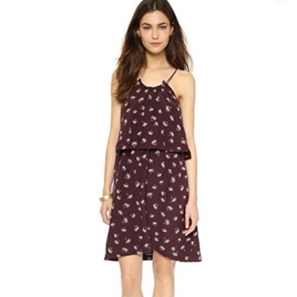 Madewell Dress Dreamdrift Overlay Palm Trees Silk Dress Size 12